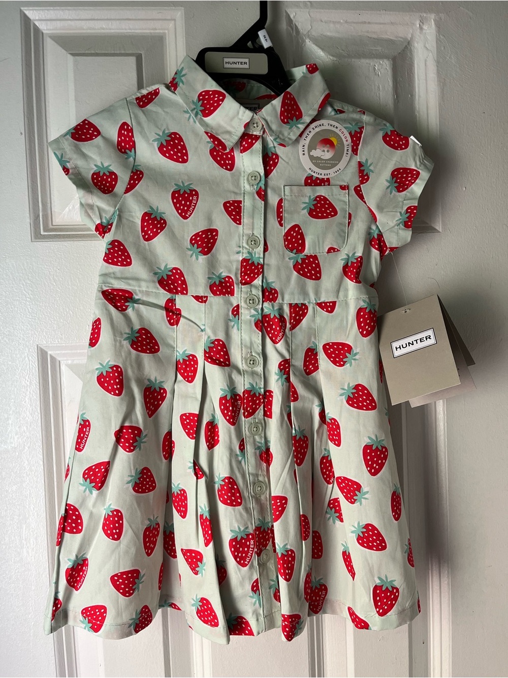 Hunter Girls Strawberry Button-Front Dress in Mint and Red COLOR CHANGING! ☀️